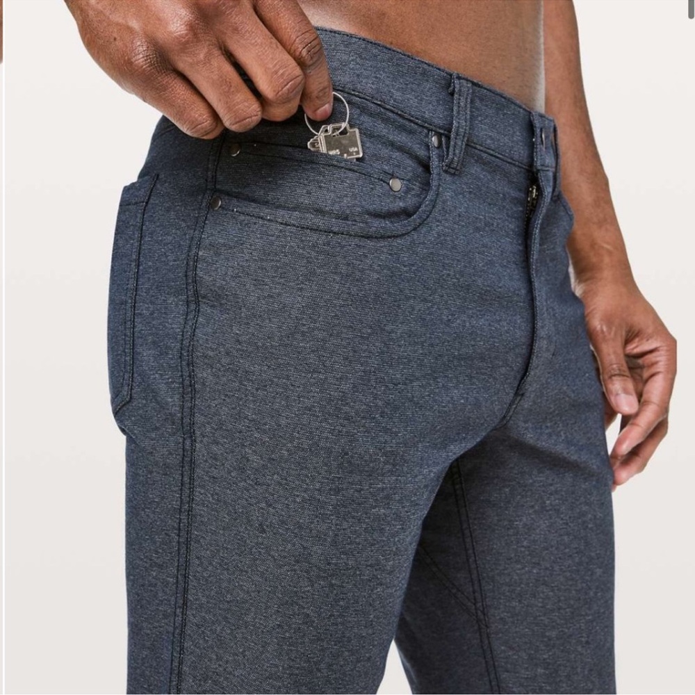 Lululemon Men's ABC Pant Tech Canvas Slim 33x32"L Heathered Deep Navy
